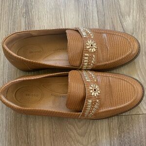 Women's Brown Loafers with Gold Accents